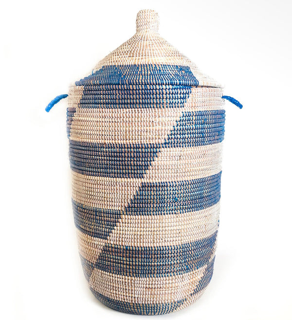 Blue Stripe Laundry Basket