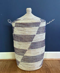 Blue Stripe Laundry Basket