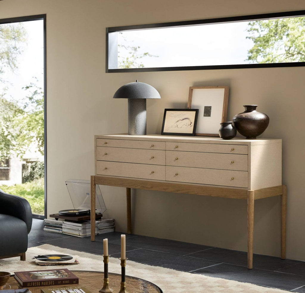 Linen Wrapped Console Table