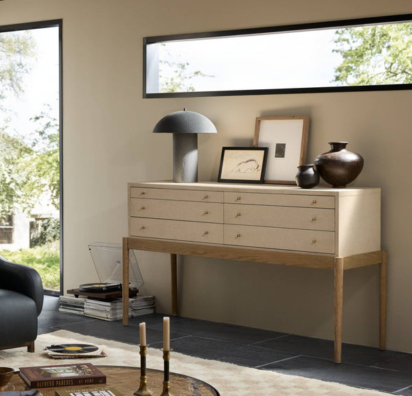 Linen Wrapped Console Table