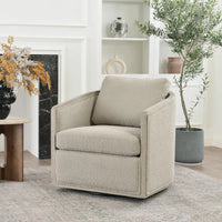 Swivel Barrel Chair Oat Boucle