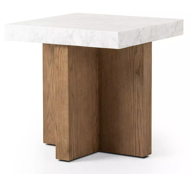 Oak Marble Side Table