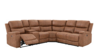 Cognac Faux Leather Sectional