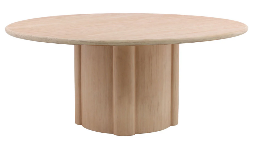 Mesa de comedor redonda de madera de pino natural
