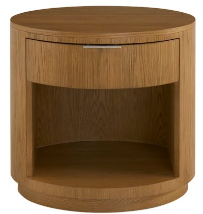 One Drawer Round Acacia Nightstand