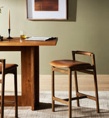 Tobacco Leather Counter Stool