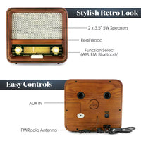 Vintage Retro Am/Fm Radio Speaker with Bluetooth