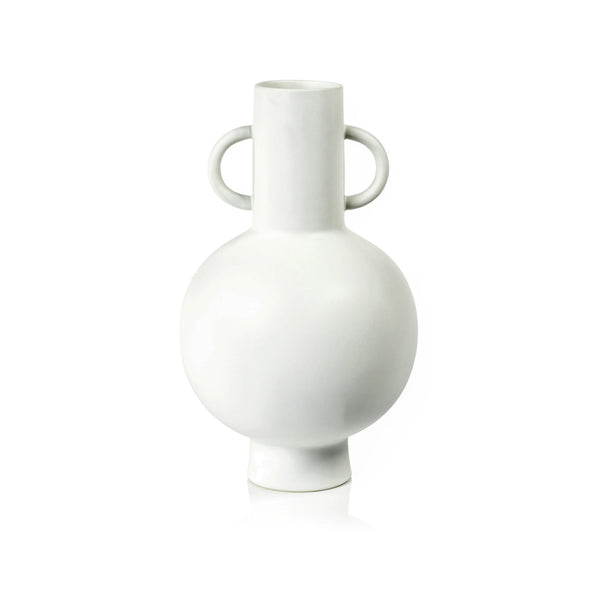 Aarhus White Stoneware Vase by Zodax