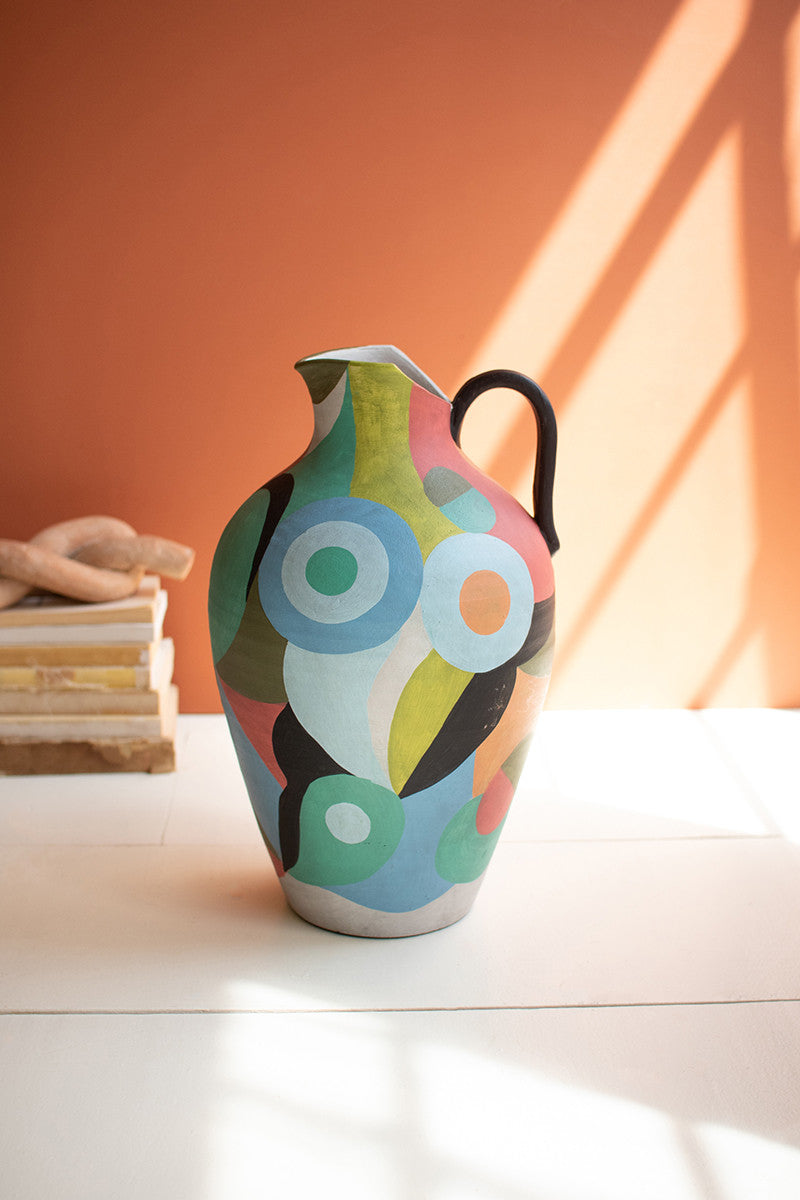 Ceramic Multi-Colored Pitcher with One Handle by Kalalou