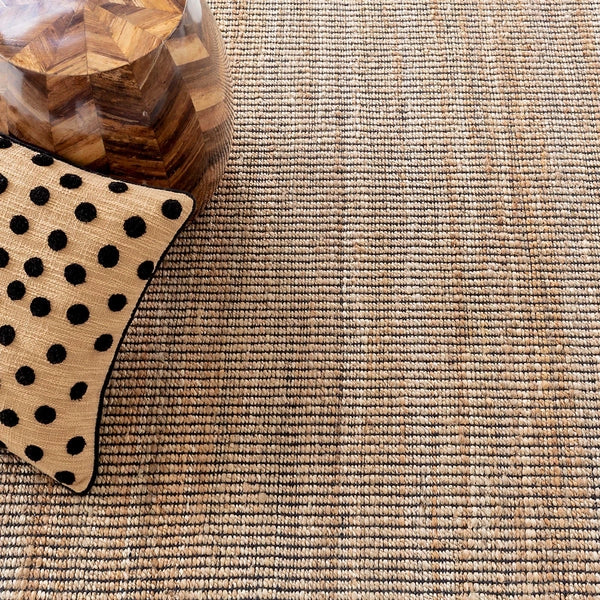 Gridwork Black Woven Jute Rug by Annie Selke