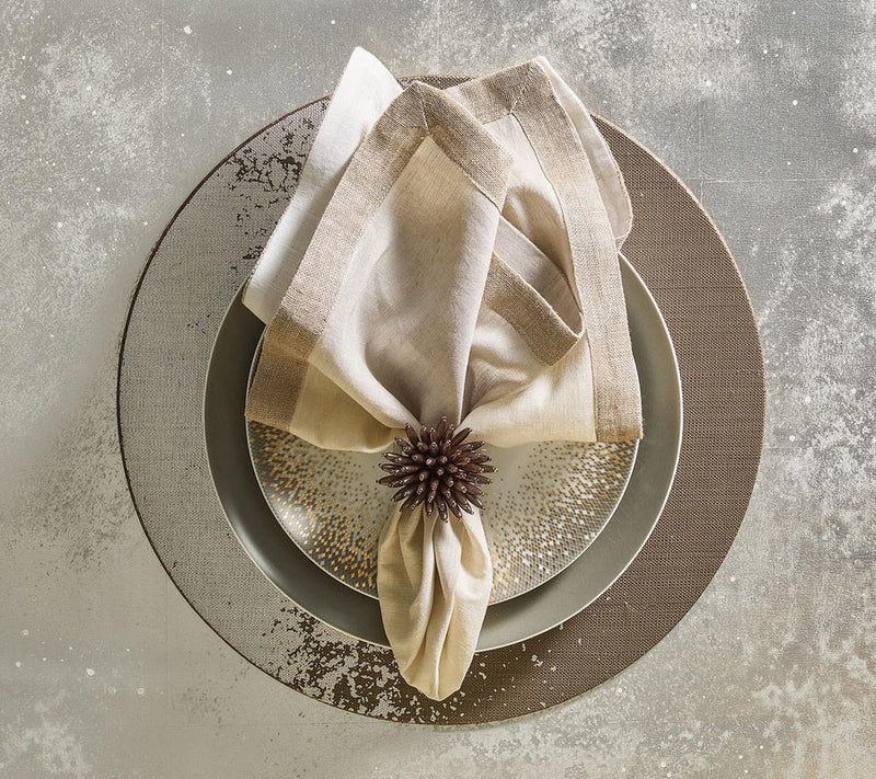 Metafoil Placemat in Taupe & Silver by Kim Seybert