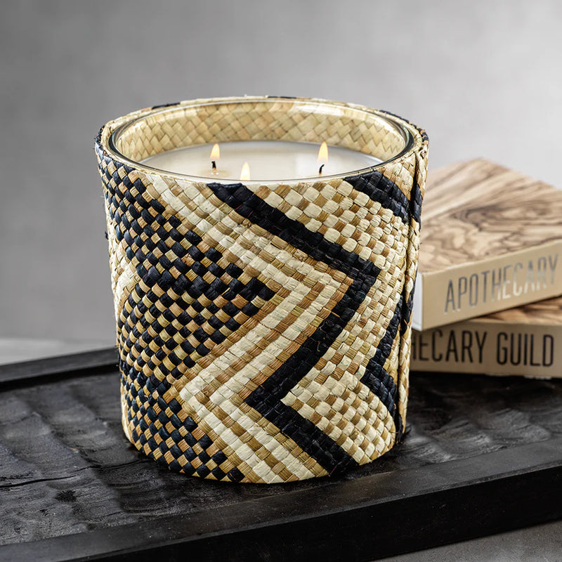 Mia Fragranced Candle (Small Black & White Zigzag) by Zodax