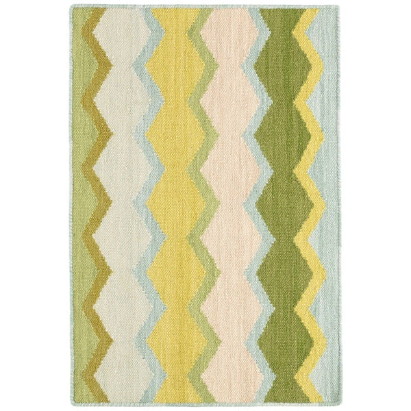 Safety Net Woven Wool Rug (Green) by Annie Selke