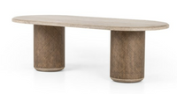 Mesa de comedor de ratán rubio desgastado 