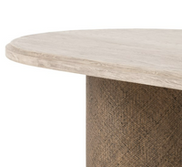 Mesa de comedor de ratán rubio desgastado 