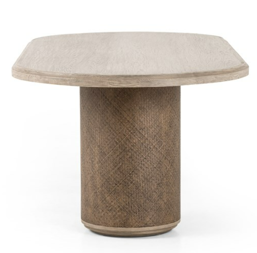 Weathered Blonde Rattan Dining Table
