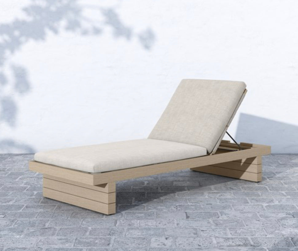 Teak Outdoor Lounge Chair Washed Beige