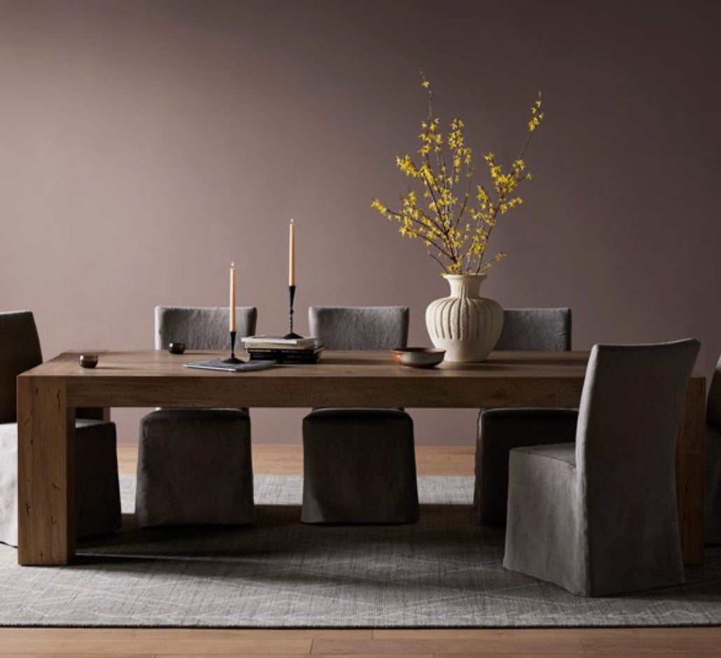 Thick cut Oak Veneer 108” Dining Table